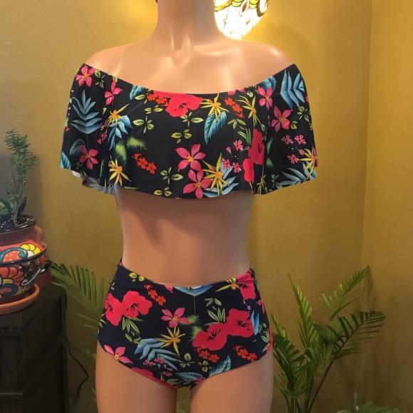 5️⃣🌟 1 SMALL LEFT 🌺Tropical High Waist Bikini - Picture 2 of 8